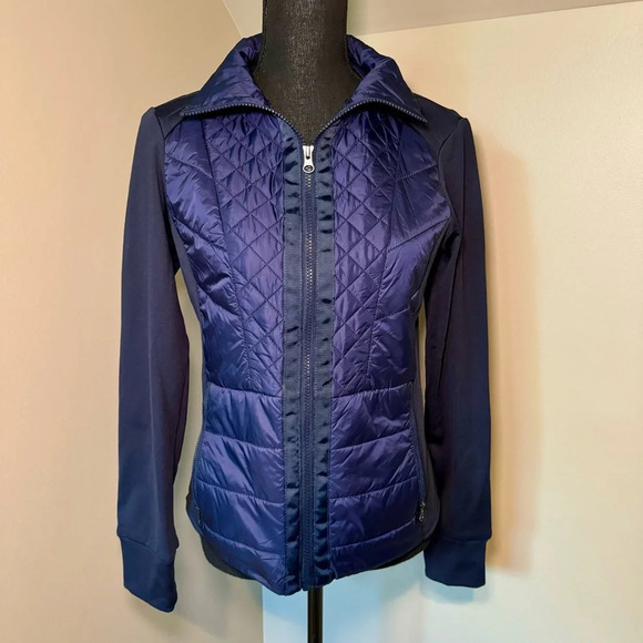 Zella Performance Navy Blue Mixed Media Jacket women’s size Small 100% nylon - Picture 5 of 5